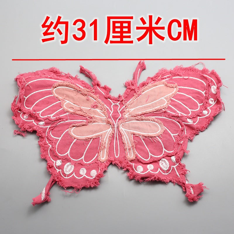 Wholesale New denim star butterfly heart patch